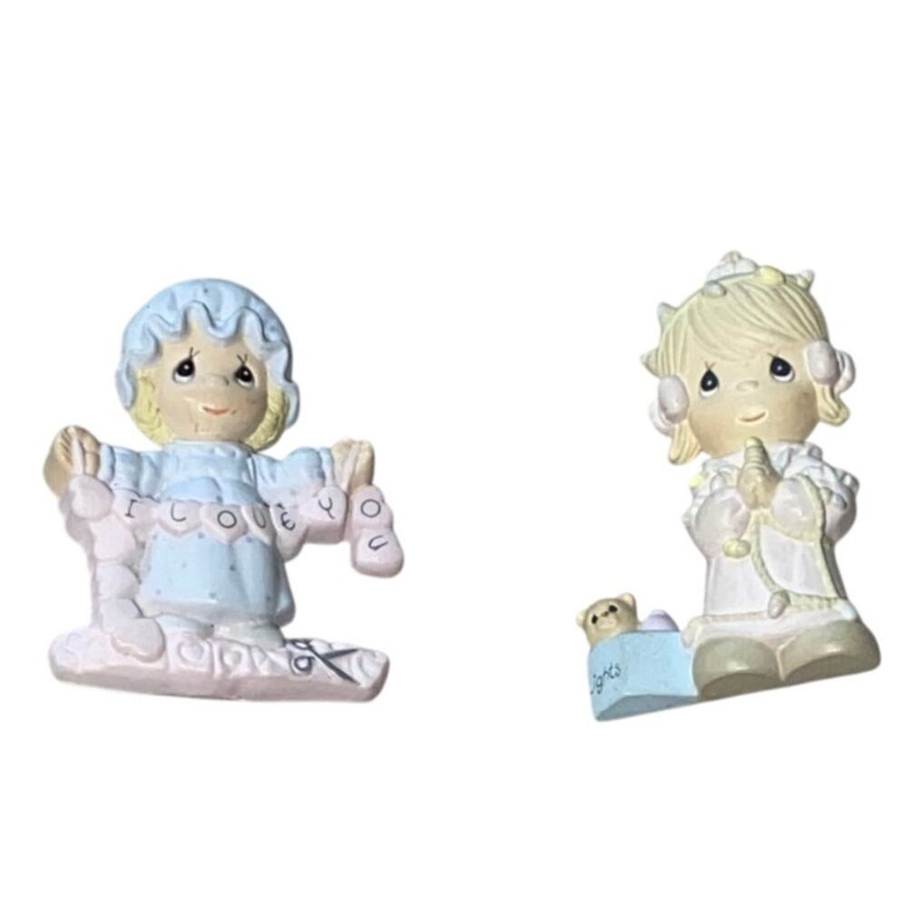 Precious Moments Figurine Brooch Pin 1980s Bundle Of Two